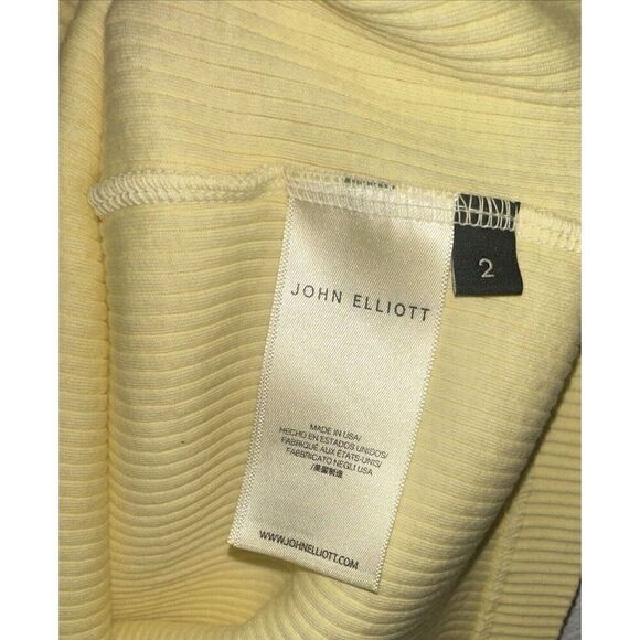 NWT JOHN ELLIOTT Pollen Yellow Cotton Rib Asymmetrical Cami Dress, Size 2 Medium - Picture 8 of 8